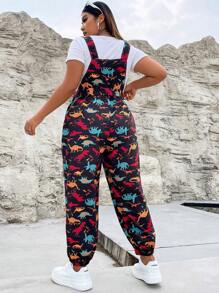 Flirla 大碼恐龍印花背帶連身褲不帶T恤 - 彩色 - 查看 2