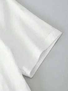 SHEIN 男孩素色V領T恤 - 白色 - 查看 5