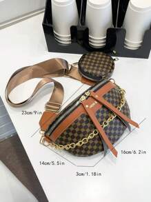 幾何樣式腰包鏈條裝飾帶零錢包 - 彩色 - 查看 3