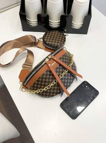 幾何樣式腰包鏈條裝飾帶零錢包 - 彩色 - 查看 6