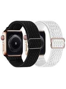 2入組黑色和白色時尚聚酰胺錶帶38/40/41/42/44/45/49mm,適用於Apple Watch1/2/3/4/5/6/7/8/SE/Ultra - 彩色 - 查看 2