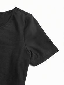 SHEIN Maternity Solid Nursing Tee - Black - View 5