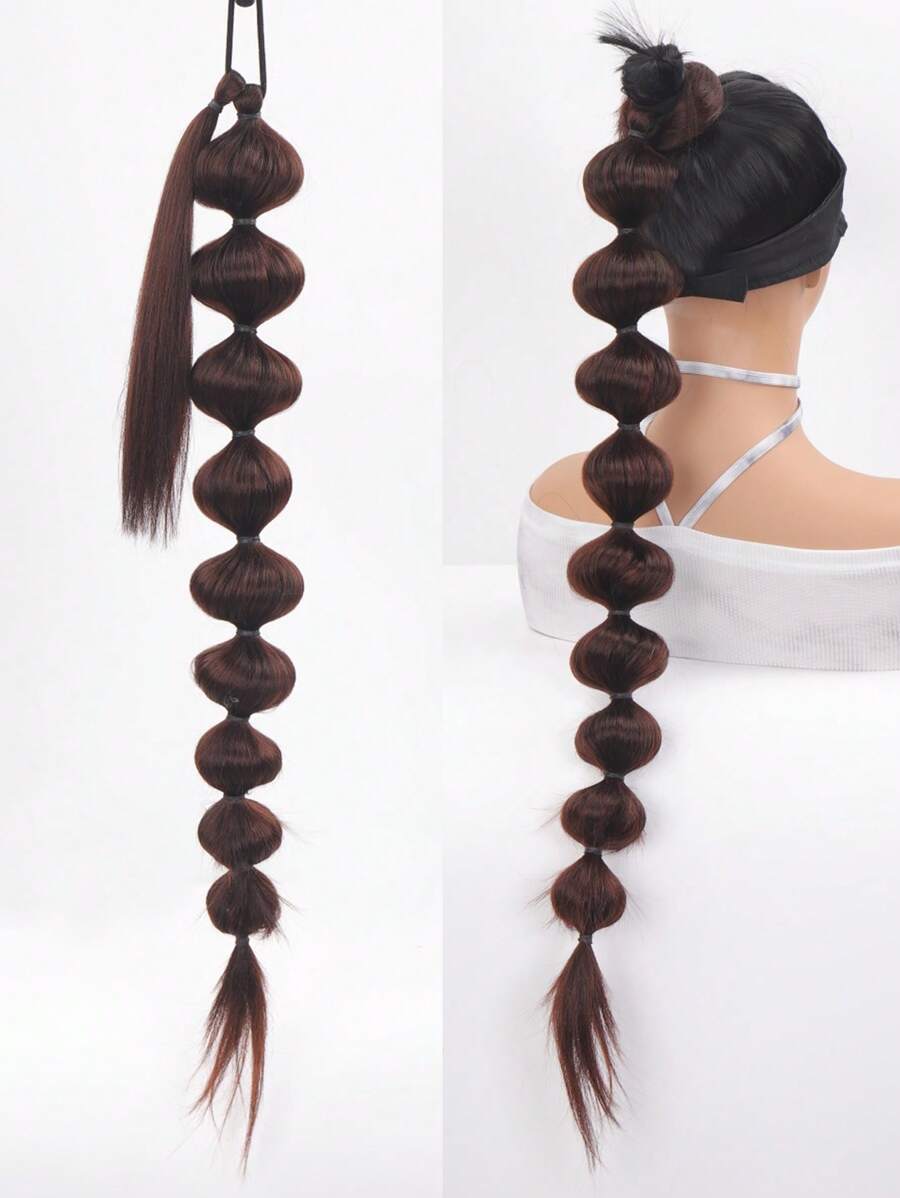 超長編織馬尾合成纖維接髮 - Dark Brown - 查看 1