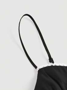 SHEIN MOD Solid Knot Front Cami Dress - Black - View 3