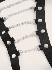 Chain Linked Harness Lingerie Set - Black - View 4