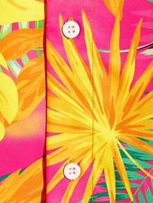 GENTILAND Men Tropical Print Hawaiian Shirt Without Necklace - Multicolor - View 4