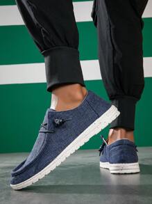 Giày Lười Thời Trang Màu Xanh Cho Nam, Giày Thuyền Thiết Kế Buộc Dây - Màu xanh lam - Xem 5