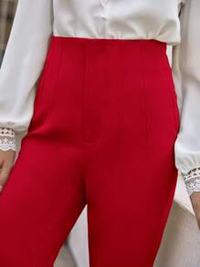 SHEIN Frenchy 素色拉鏈門襟九分長褲