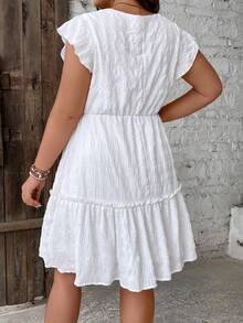 SHEIN Frenchy Vestido de cuello cuadrado bajo con fruncido - Blanco - Ver 2