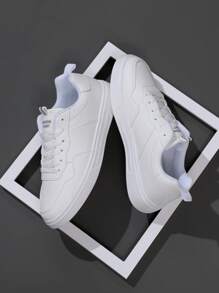 Sporty Sneakers For Men, Letter Graphic Lace-up Front Skate Shoes