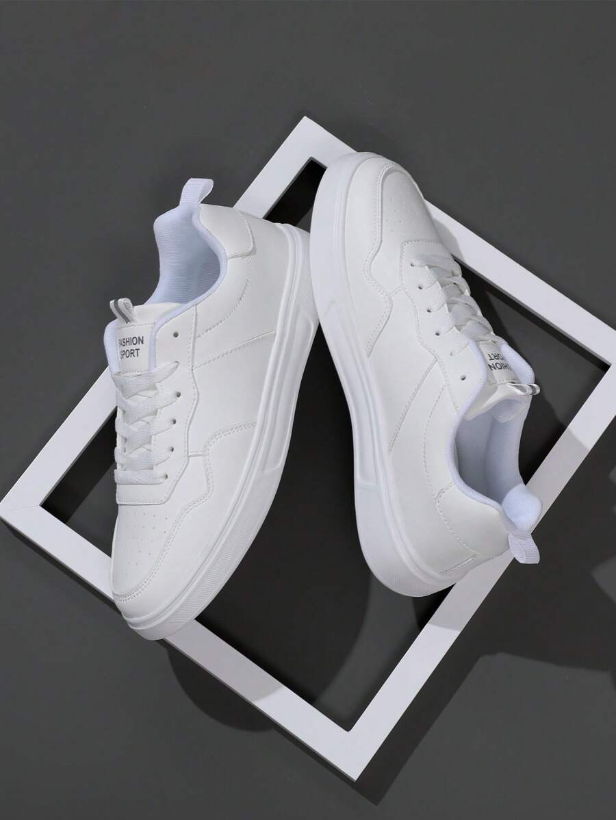 Sporty Sneakers For Men, Letter Graphic Lace-up Front Skate Shoes