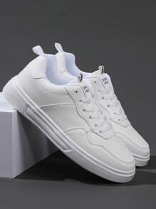 Sporty Sneakers For Men, Letter Graphic Lace-up Front Skate Shoes