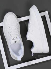 Sporty Sneakers For Men, Letter Graphic Lace-up Front Skate Shoes