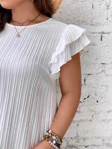 SHEIN Frenchy Plus Ruffle Trim Dress,Graduation Dress - White - View 7