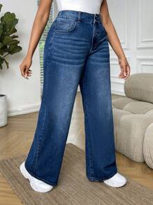 SHEIN SXY Plus Slant Pocket Wide Leg Jeans