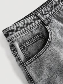 SHEIN EZwear Plus Ripped Raw Hem Denim Shorts - Grey - View 4