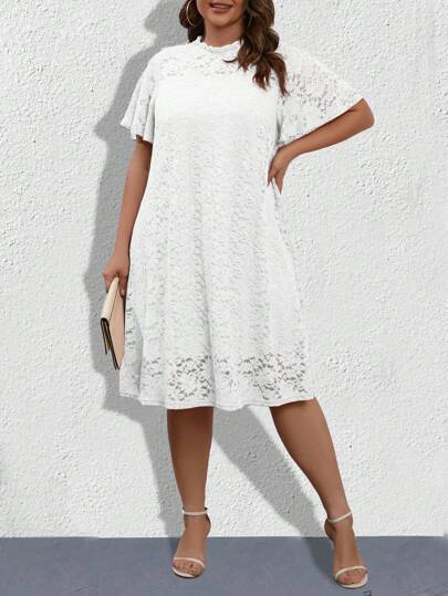 DreamSkyne Plus Solid Lace Dress
