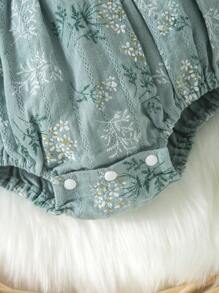 Baby Girl Floral Print Cami Bodysuit - Green - View 4