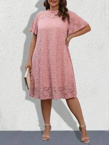 Plus Solid Lace Dress
