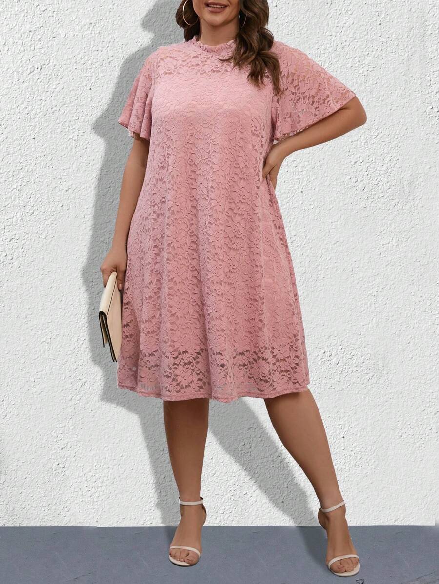 Plus Solid Lace Dress