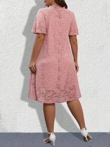 Plus Solid Lace Dress