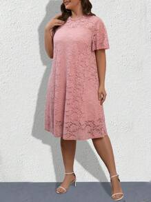 Plus Solid Lace Dress