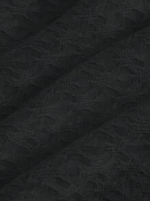 SHEIN MOD Tie Front Trumpet Sleeve Crop Top - Black - View 5