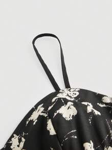 SHEIN MOD Floral Print Cami Dress - Black - View 3