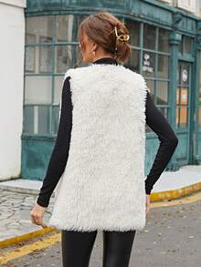 RELISH NOLESS 開門襟毛茸茸外套馬甲 - 白色 - 查看 2