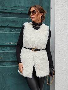 RELISH NOLESS 開門襟毛茸茸外套馬甲 - 白色 - 查看 6