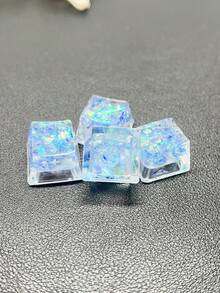 4pcs Creative Diy Blue Translucent Key Caps For Cross Axel Mechanical Keyboard Decoration - Multicolor - View 2