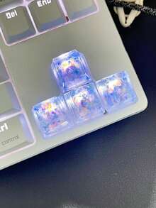 4pcs Creative Diy Blue Translucent Key Caps For Cross Axel Mechanical Keyboard Decoration - Multicolor - View 4