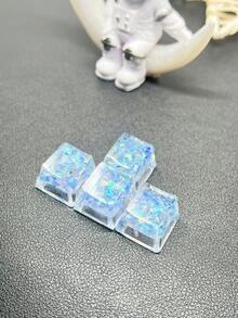 4pcs Creative Diy Blue Translucent Key Caps For Cross Axel Mechanical Keyboard Decoration - Multicolor - View 5