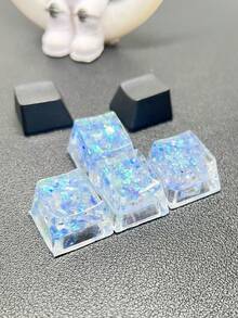 4pcs Creative Diy Blue Translucent Key Caps For Cross Axel Mechanical Keyboard Decoration - Multicolor - View 6