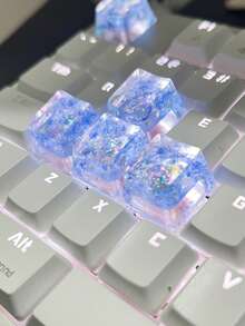 4pcs Creative Diy Blue Translucent Key Caps For Cross Axel Mechanical Keyboard Decoration - Multicolor - View 7