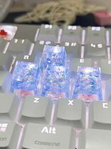 4pcs Creative Diy Blue Translucent Key Caps For Cross Axel Mechanical Keyboard Decoration - Multicolor - View 8