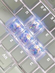4pcs Creative Diy Blue Translucent Key Caps For Cross Axel Mechanical Keyboard Decoration - Multicolor - View 9