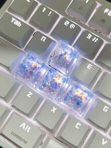 4pcs Creative Diy Blue Translucent Key Caps For Cross Axel Mechanical Keyboard Decoration - Multicolor - View 11