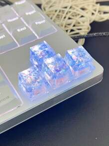 4pcs Creative Diy Blue Translucent Key Caps For Cross Axel Mechanical Keyboard Decoration - Multicolor - View 12