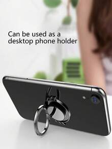1pc Zinc Alloy 360 Degree Rotatable Magnetic Phone Ring Holder - Black - View 2