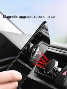 1pc Zinc Alloy 360 Degree Rotatable Magnetic Phone Ring Holder - Black - View 4