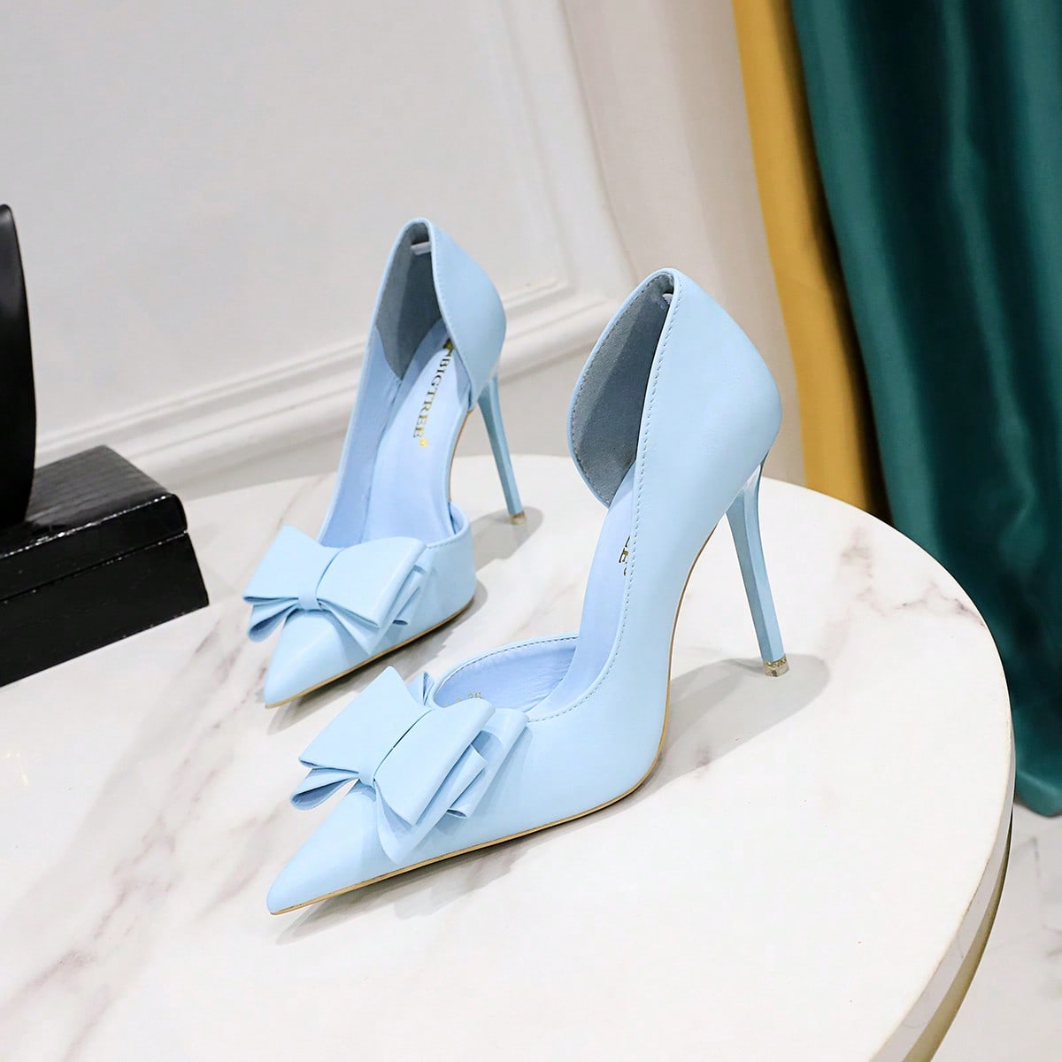 Tacones de corte elegantes para mujeres, tacones de aguja con decoración de lazo para San Valentín, elegantes, para atuendos de fiesta