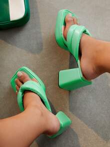 Xăng đan Cao gót Nữ màu trơn Đúng mốt - màu xanh lá - Xem 7