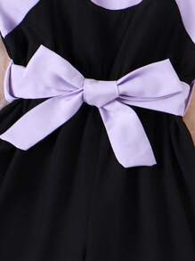 SHEIN Chicas con cinturón Mono de tirantes & con parte delantera abierta Abrigo Set - Multicolor - Ver 3