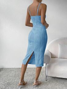Chiquease Solid Cami Bodycon Dress - Baby Blue - View 2