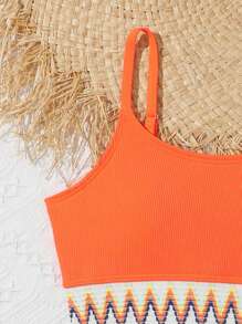 青少年女孩 V 形胶带比基尼套装夏日海滩