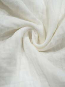 SHEIN LUNE Áo sơ mi nữ Nút phía trước màu trơn Giải trí - trắng - Xem 7