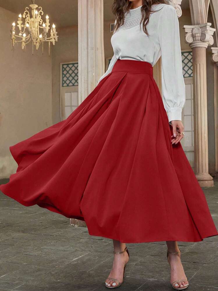 Red flare skirt hotsell