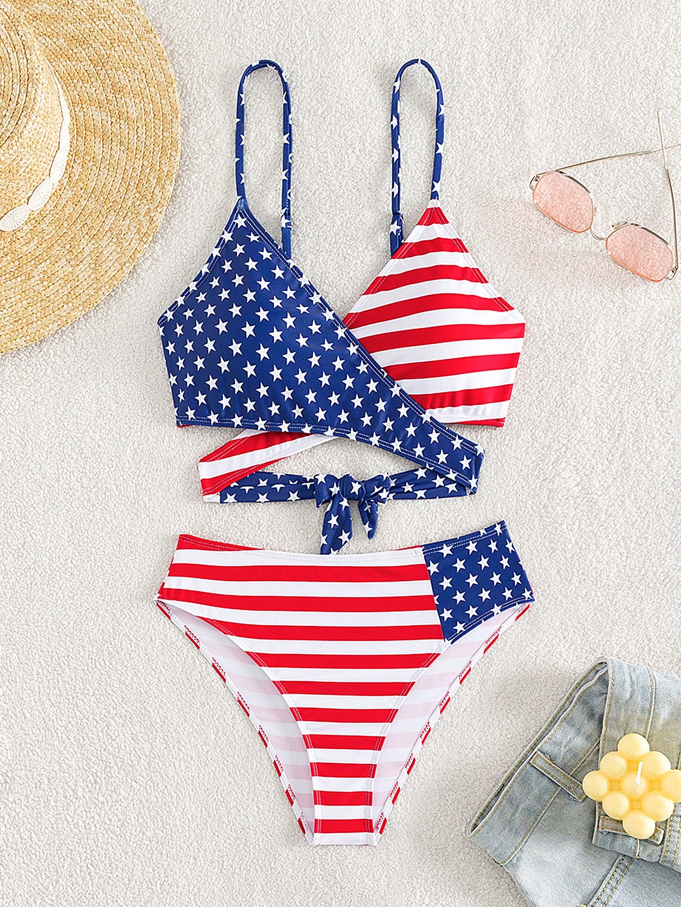 Americana Flag Print Bikini Swimsuit SHEIN USA