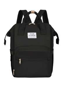 Bolsa portátil para botellas de gran capacidad, decorada con nailon de Color sólido, con cremallera, adecuada para el uso diario de mamá, 1 pieza - Negro - Ver 2